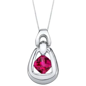 Ruby Pendant Sterling Silver Cushion Cut 1.25 Carat