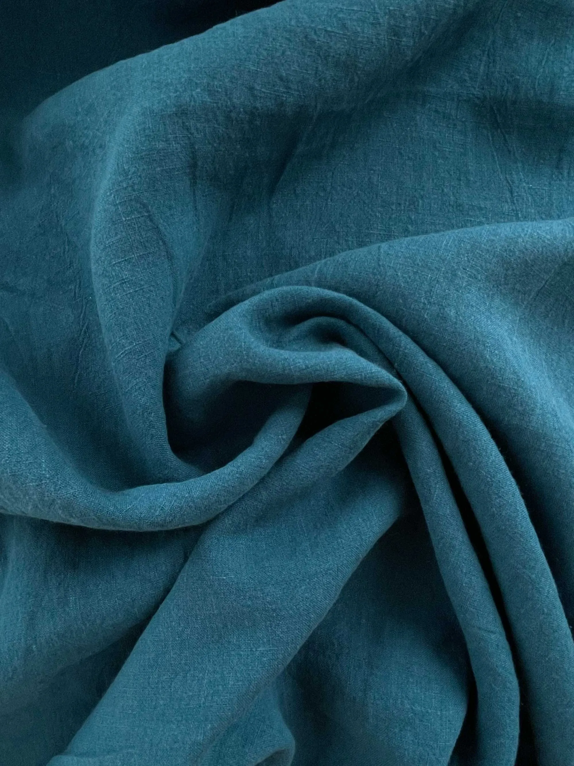 Soft Washed Lightweight Linen Fabric in Pacific Blue