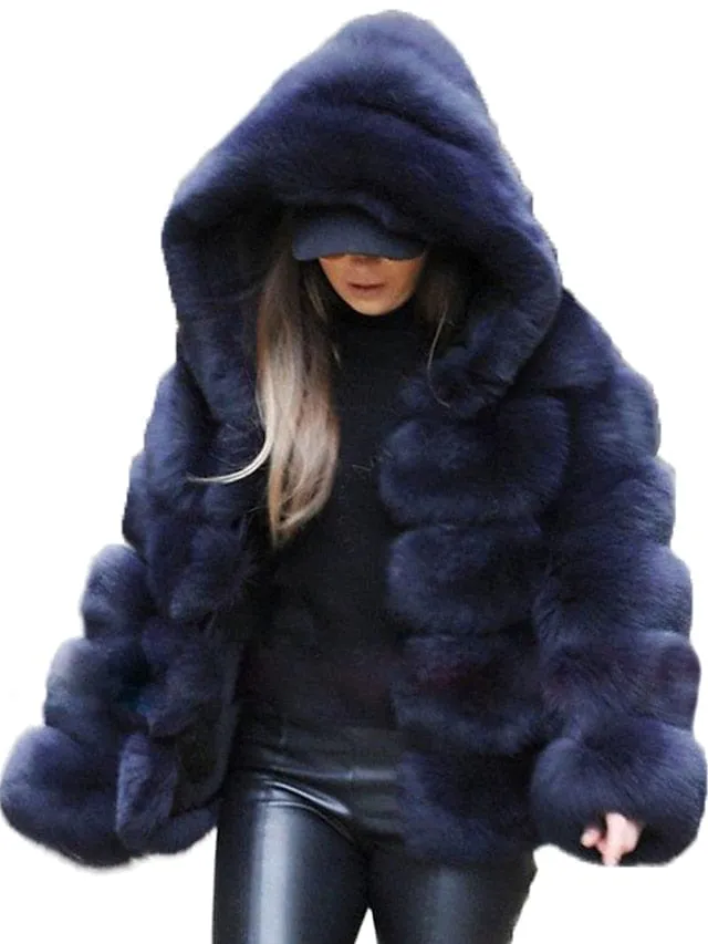 Stylish Women's Faux Fur Coat with Lace-Up Design