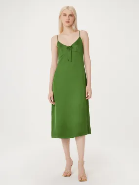 The Satin Slip Dress in Military Green