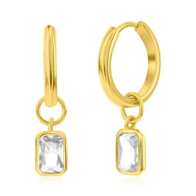 YGP Sterling Huggie Earrings with CZ Drop